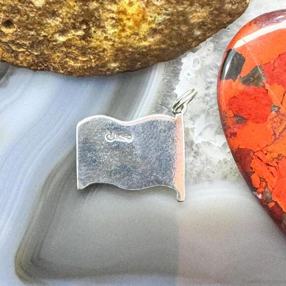 Carolyn Pollack Sterling Silver Lone Star Texas State Flag Unisex Charm Pendant - Picture 7 of 10